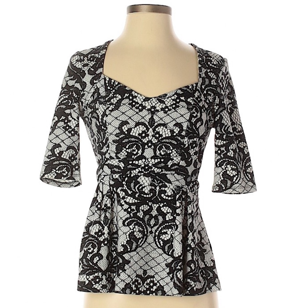 Anthropologie Postmark Leia Woven Lace Peplum Top